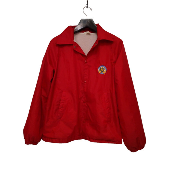 VTG Auburn Windbreaker Jacket National Sheriffs Association Red Sz L Nylon USA - Picture 1 of 10